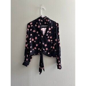 Who What Wear Slightly Cropped Floral Button Shirt, Size Small